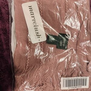 Marvellous Dusty Mauve Fringe Knit Wrap